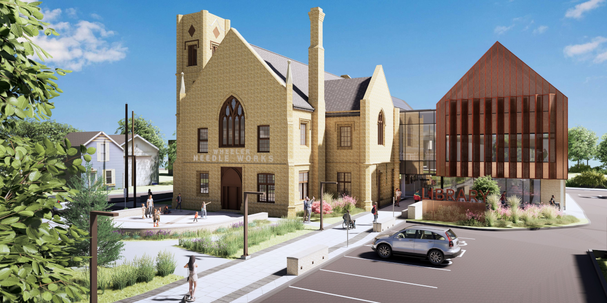 Artist rendition of the restored Bawcutt Centre and new addition.